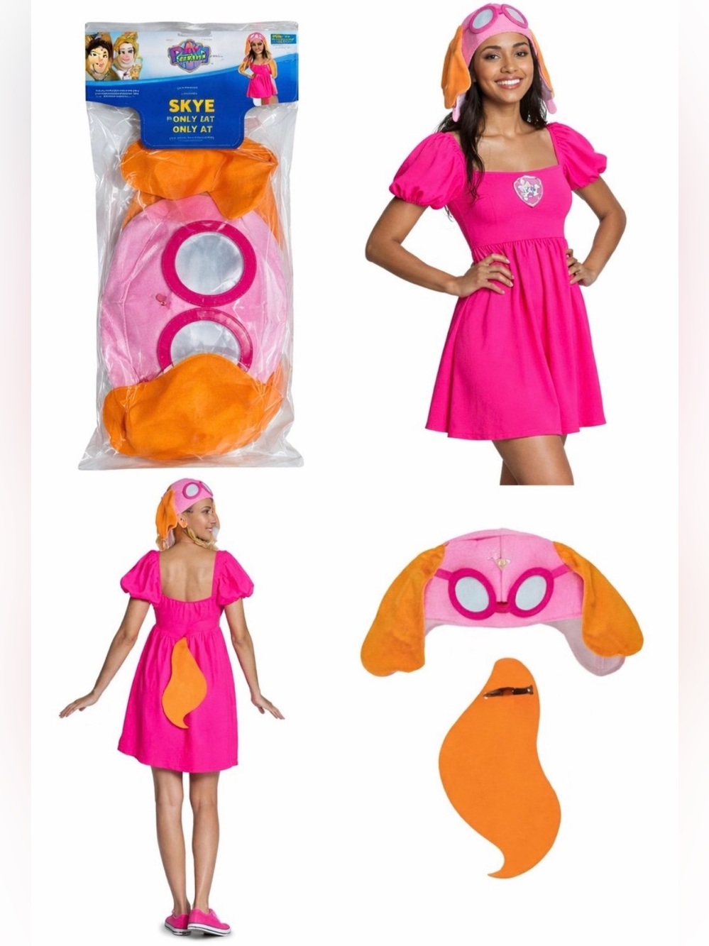 NWT Paw Patrol Skye Costume Accessory Kit Hat Goggles Tail Set
